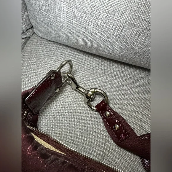 Coach Maroon Script Shoulder Bag with Heart Accent - Picture 5 of 6
